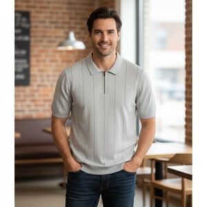 Express men’s short sleeve gray 1/4 zip collared sweater sz large